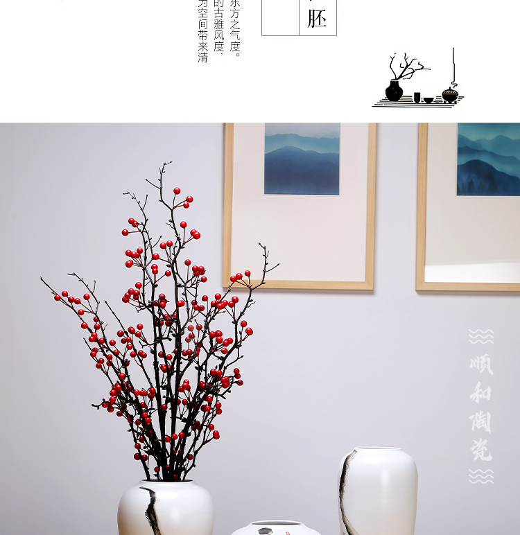 Jingdezhen ceramics manual white vase is I and contracted sitting room of Chinese style household dry flower arranging flowers decorative furnishing articles