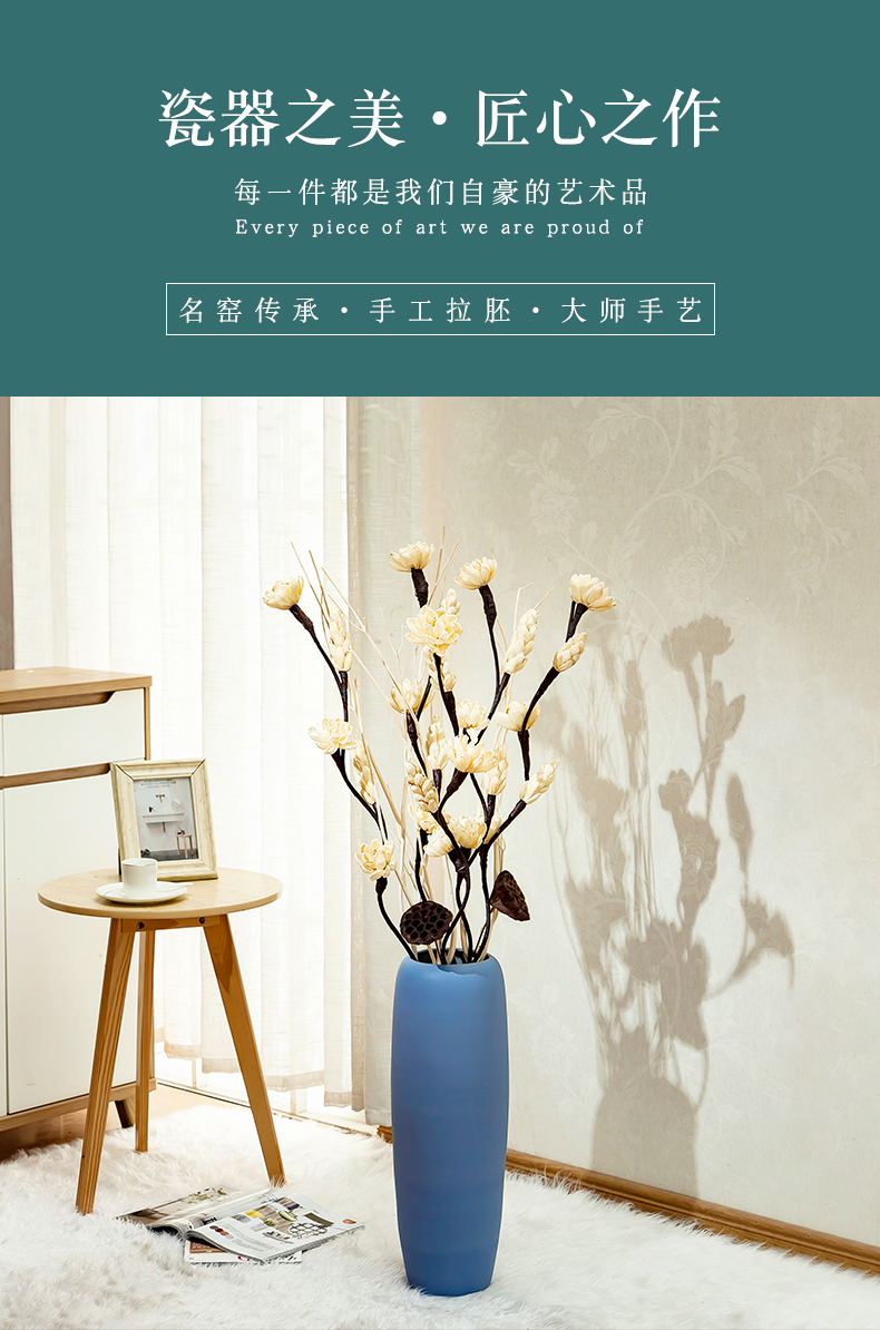 Jingdezhen sitting room porch European contracted large simulation flower arranging power ground vase vase decoration furnishing articles