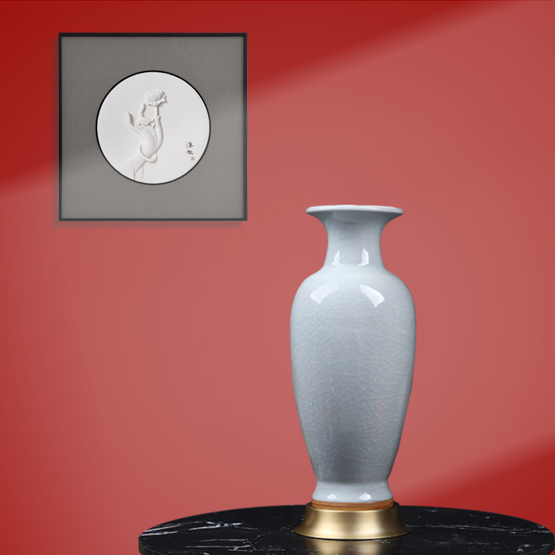 Jingdezhen ceramic vase archaize crack jun porcelain glaze white Chinese porcelain vase flower arrangement sitting room place of borneol