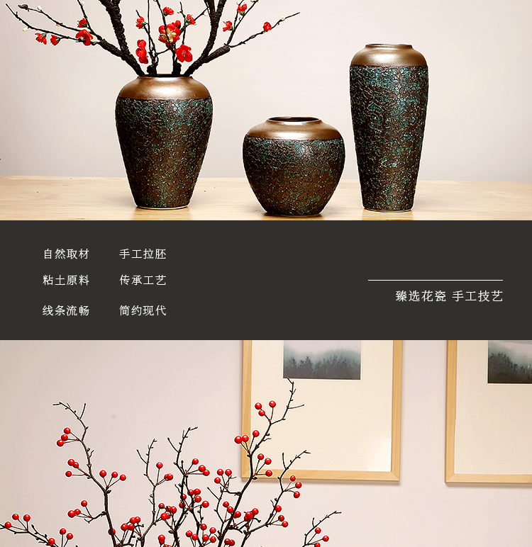 Jingdezhen ceramics vase manual creative living room of Chinese style household dried flowers flower arrangement craft ornaments furnishing articles