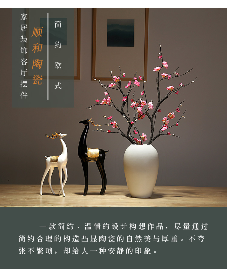 Jingdezhen vase craft ceramics new Chinese style living room porch decoration flower arranging dried flower creative handicraft furnishing articles