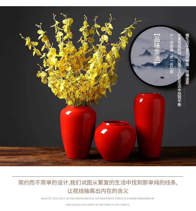 Jingdezhen ceramics red vase I sitting room porch decoration suit household adornment bedroom furnishing articles