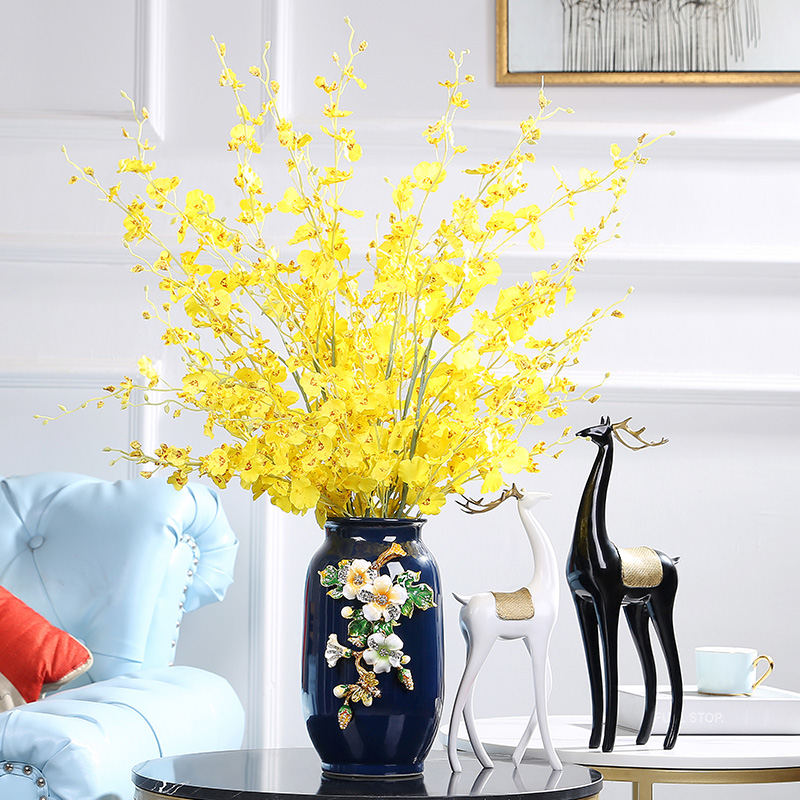 Jingdezhen peace fortune colored enamel vase European ikebana furnishing articles American home desktop rich ancient frame adornment