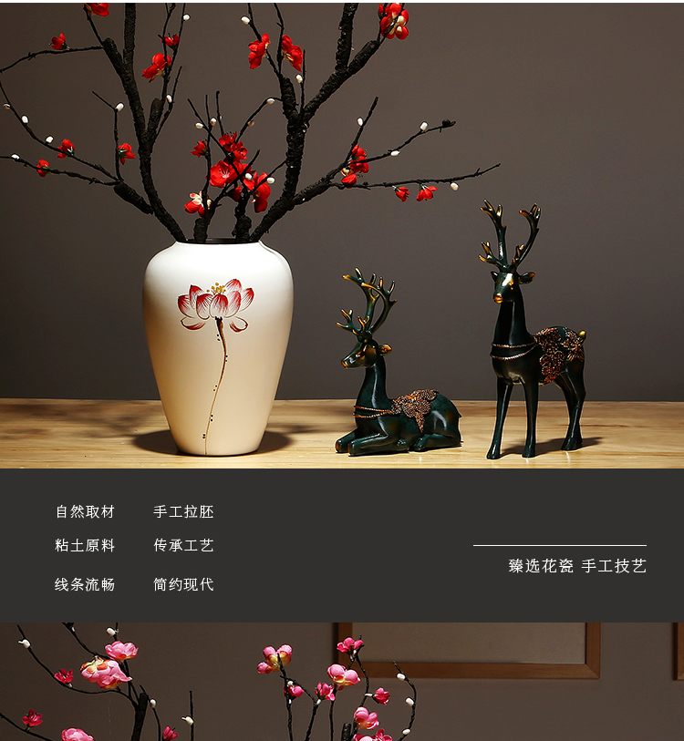 Jingdezhen ceramics vase study of new Chinese style white sitting room porch place simulation dried flowers flower arrangement suits for