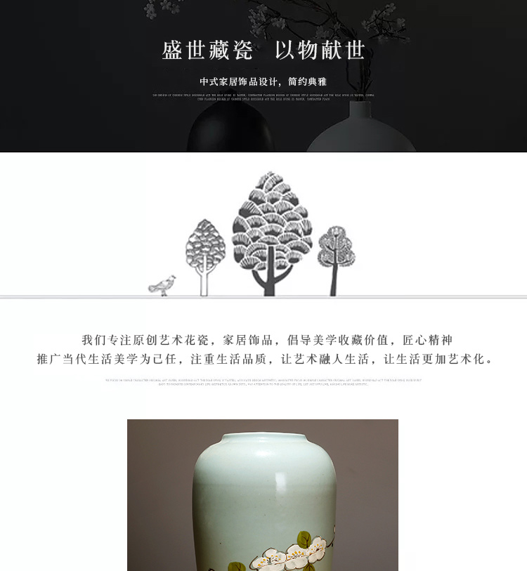 Jingdezhen ceramics vase modern furnishing articles suit sitting room porch dried flowers flower arrangement of Chinese style household decorations