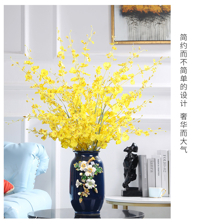 Jingdezhen peace fortune colored enamel vase European ikebana furnishing articles American home desktop rich ancient frame adornment