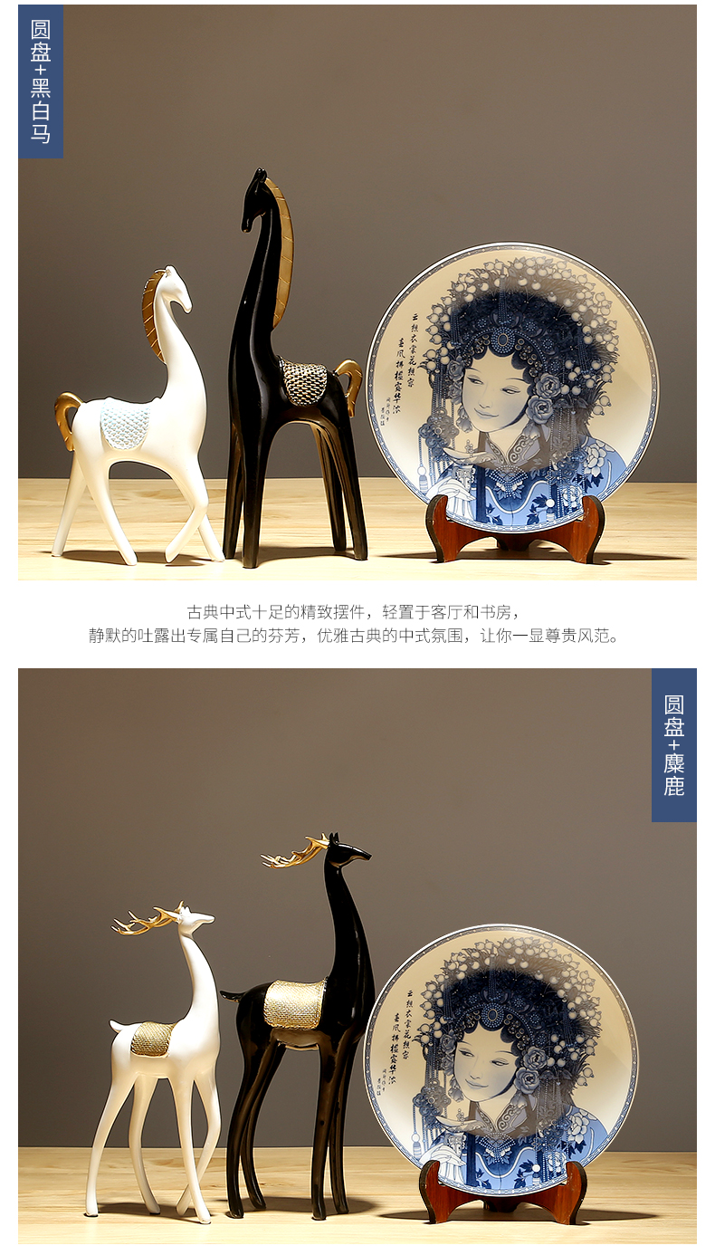 Jingdezhen ceramics hand - made facebook handicraft sitting room porch Chinese style household adornment TV ark, hanging plate