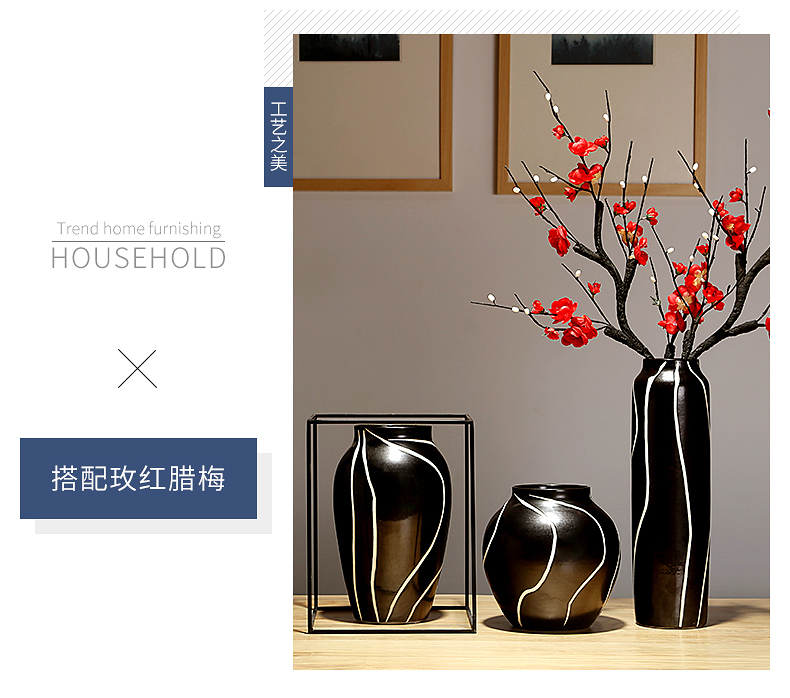I and contracted ceramic flower vase continental sitting room of new Chinese style household ceramic creative furnishing articles simulation flower art