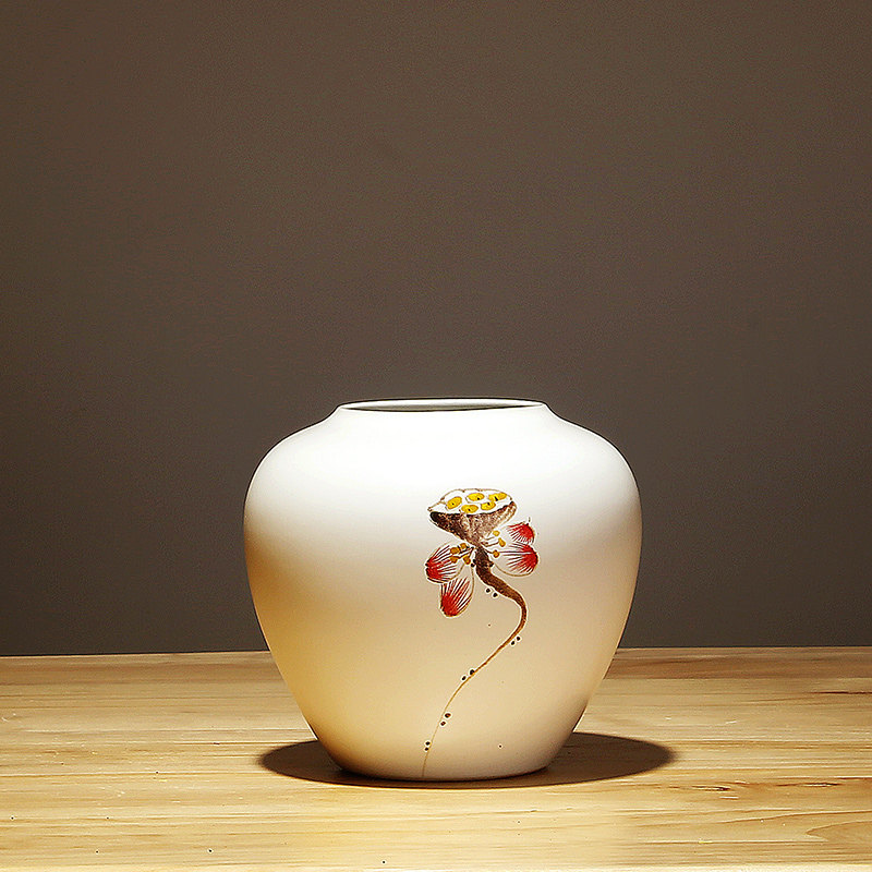 Jingdezhen keramik vaza oq yangi xitoycha o'quv xonasi yashash xonasi simulyatsiyasi quruq gullar bilan bezatilgan uy zargarlik buyumlari to'plami