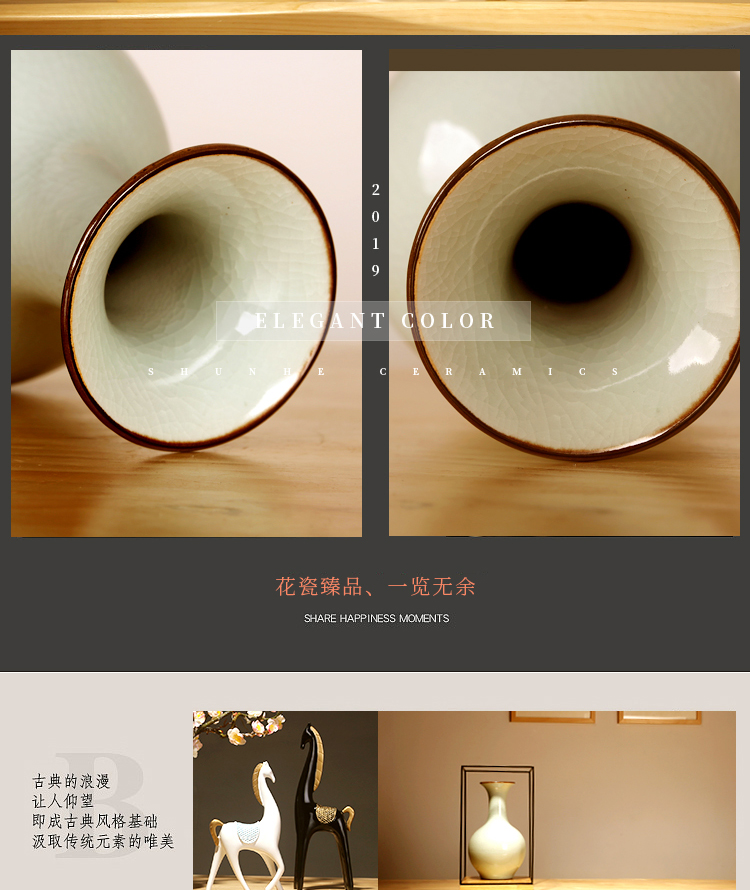 Jingdezhen ceramics manual creative new Chinese celadon vase home sitting room porch decoration furnishing articles of handicraft