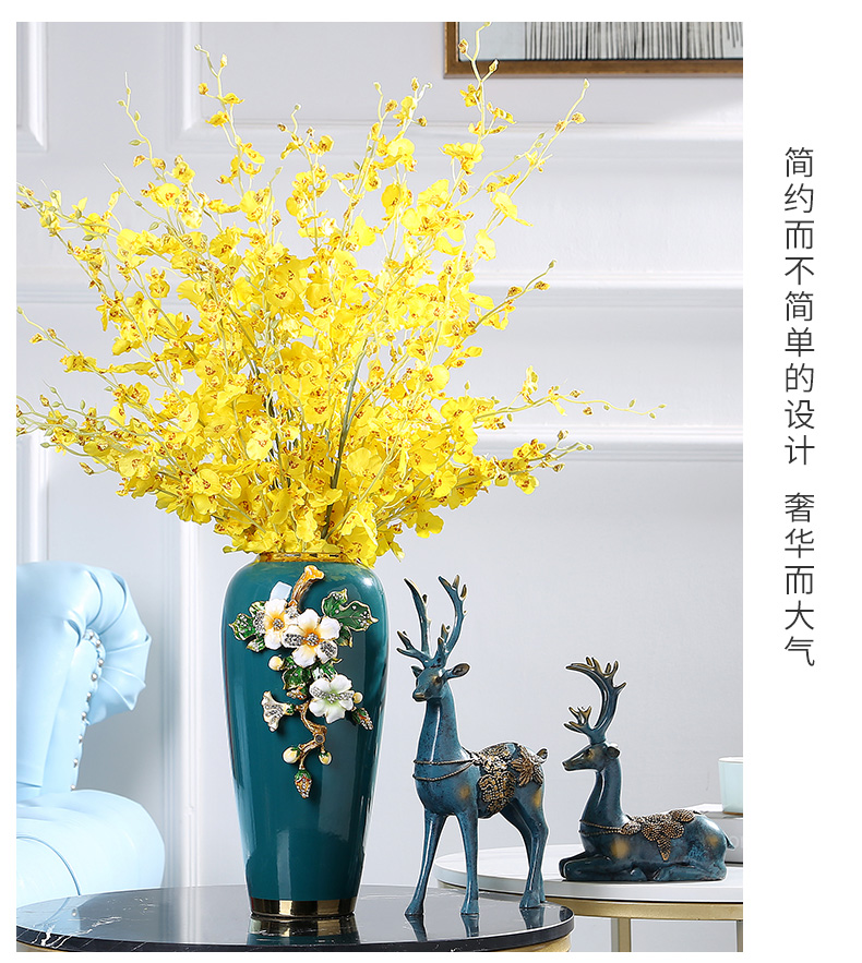 Jingdezhen American light colored enamel key-2 luxury ceramic vase European sitting room porch study home decoration decoration