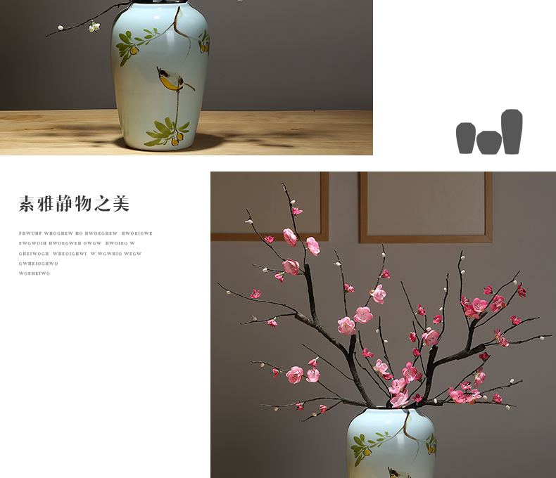 Dried flower vase of jingdezhen ceramics modern creative vase decoration of the new Chinese style household living room decoration vase