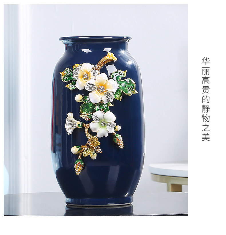 Jingdezhen peace fortune colored enamel vase European ikebana furnishing articles American home desktop rich ancient frame adornment