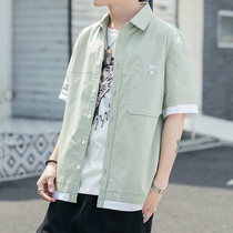 Short sleeve shirt for men casual clothes 2022 new fall lining mens dress Korean version Trend handsome and sweaters