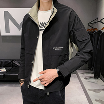 Spring jacket mens standout collar clothes 2022 new Korean version trendy spring autumn clothing student casual overalls jacket