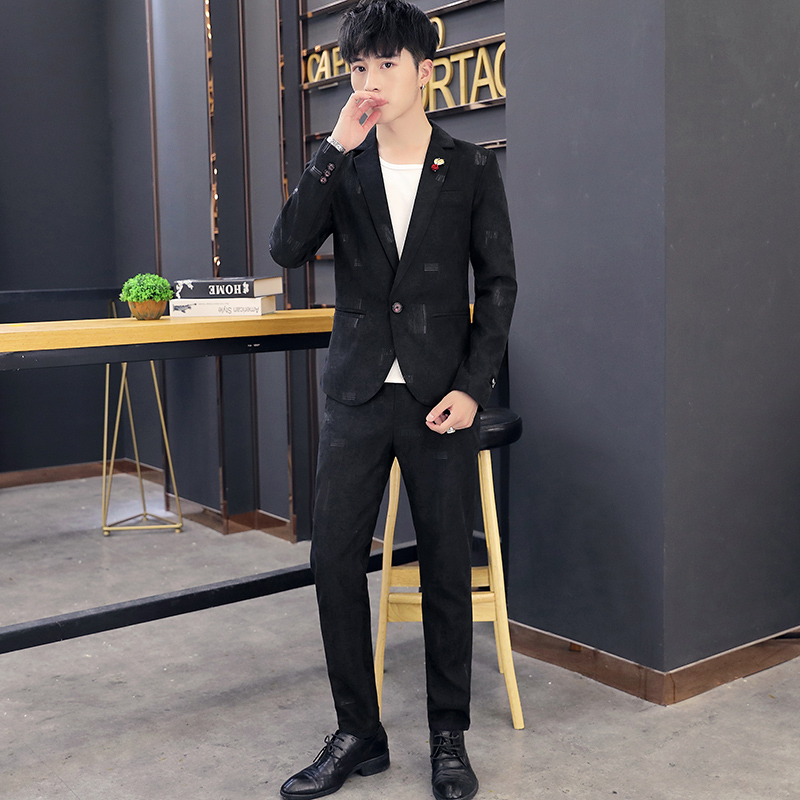 Teen mùa thu mới dài tay phù hợp với những người đàn ông chính thức Hàn Quốc phiên bản của bộ đồ giản dị hai mảnh phù hợp với đẹp trai