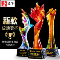 High-grade glass trophy custom made creative crystal trophy Honor anniversary souvenir Atmospheric enterprise award champion