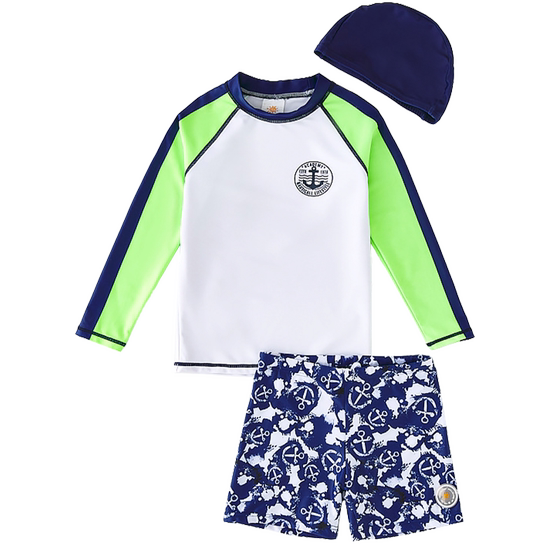 Children's swimsuit Big boy boys high -end summer split long -sleeved fast -drying swimsuit pants boys professional swimwear seaside

