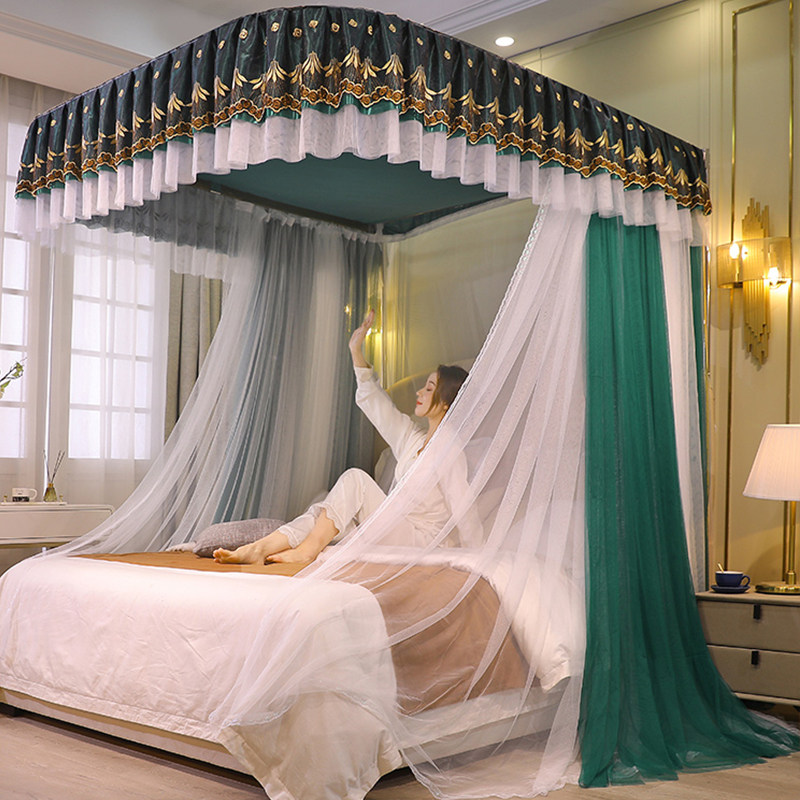 u type high-end home rail mosquito net princess wind down style three doors 1 8 m double layer yarn new thickened bed mantle
