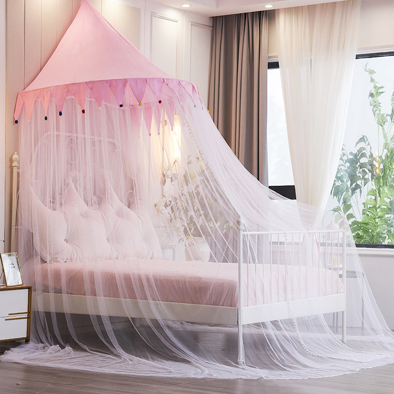 Romantic Princess Room Girl Bedroom Hanging Wall Ceiling-Free Punch Household Semi Dome Bed Curtain for Night Light