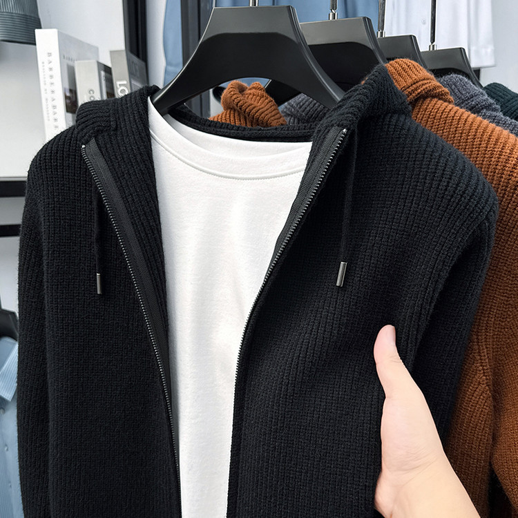 Hooded Zip-Up Standard Commuter Style Cardigan Knitwear/Sweater