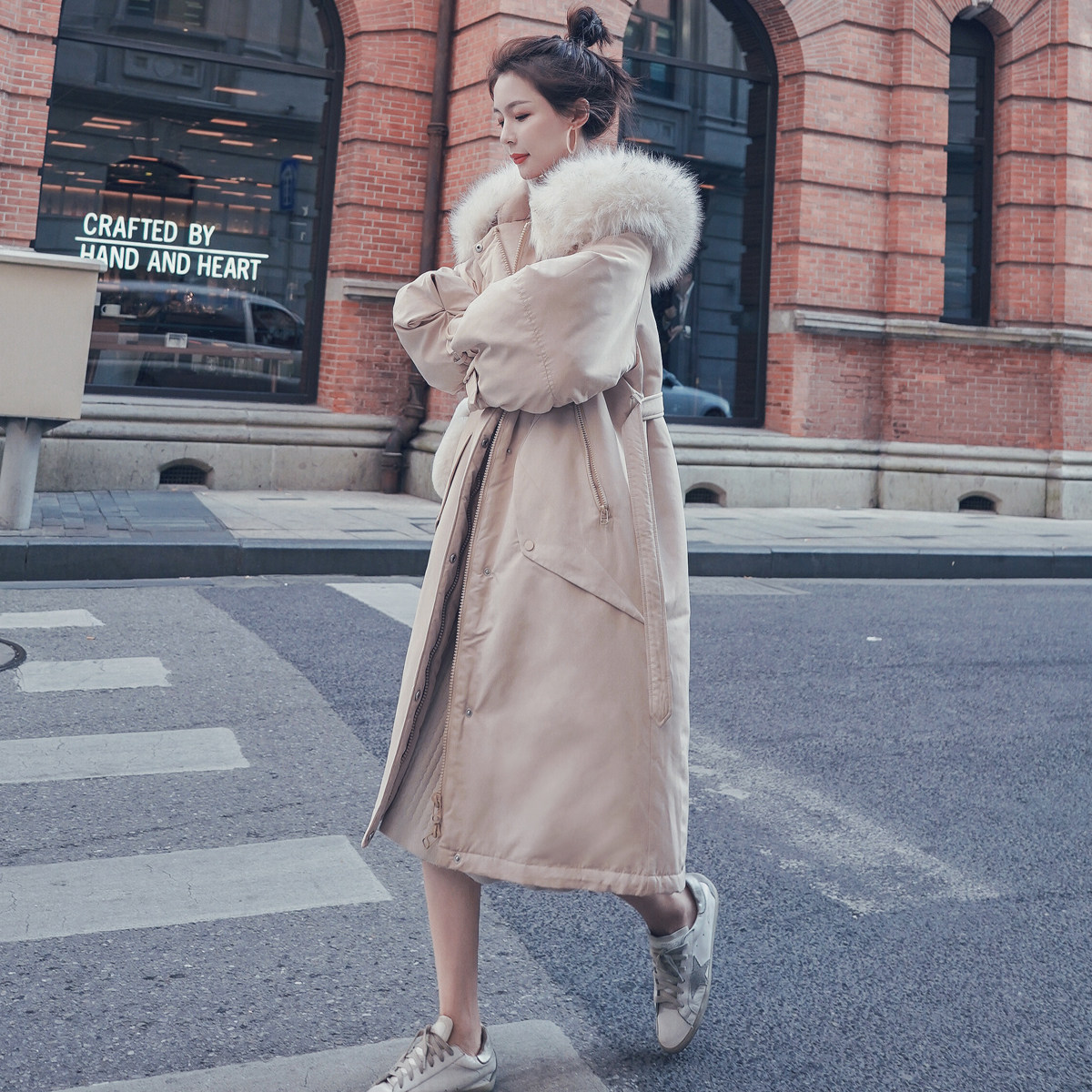 Parker down cotton jacket women's long version 2021 Winter new Korean version loose ins tide ocean padded jacket jacket