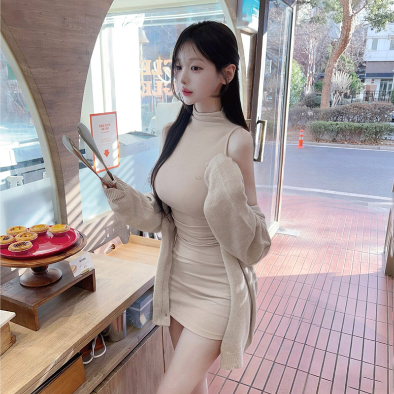 Soonne Korean Half-High Collar Sleeveless Bodycon Dress for Women, Slim Fit, Sexy Short Skirt Soonne26Ss03 Soonne Korean Half-High Collar Sleeveless Bodycon Dress for Women, Slim Fit, Sexy Short Skirt Soonne26Ss03