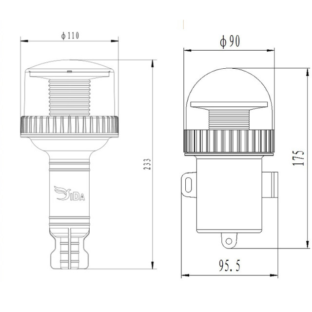 Yida marine LED ແສງຕາເວັນ beacon navigation beacon light sailing signal light three-color flash positioning light warning night