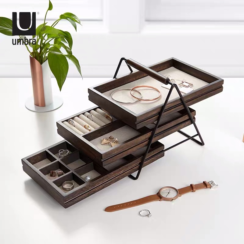 ] 11 models optional] umbra high jewelry storage box Solid wood jewelry storage shelf