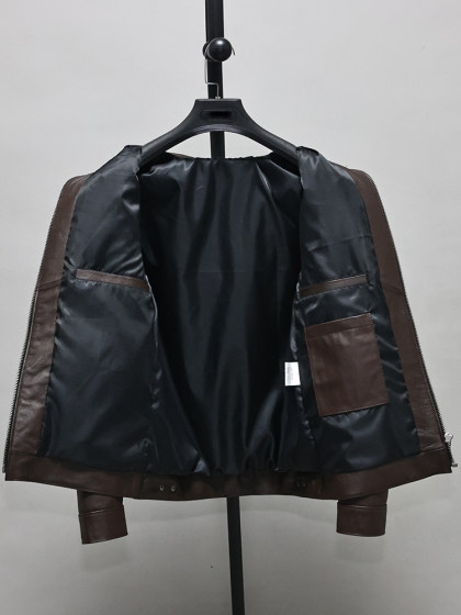 头层软牛皮真皮皮衣男修身短款翻领休闲牛仔夹克青年黑焦糖外套戈