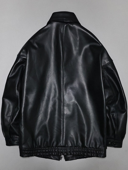 廓版柔软头层绵羊真皮皮衣男女翻领加长简约休闲宽松夹克潮牌莘