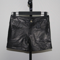 Real leather shorts head layer sheep leather A character pants ultra short night shop sexy spring summer autumn winter display slim and long leg undercoat disappears