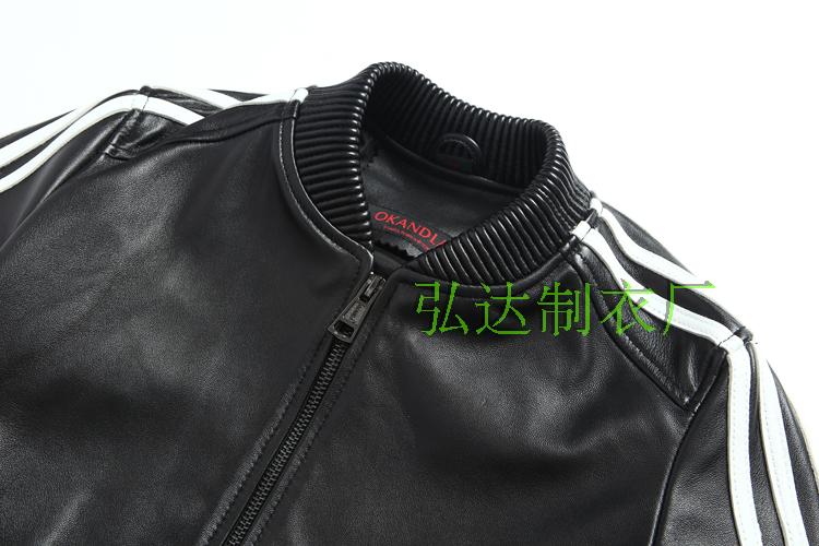 Mùa đông 2018 mới da cừu da nữ Slim đồng phục bóng chày ngắn màu đỏ da đen áo da nữ dáng dài đẹp
