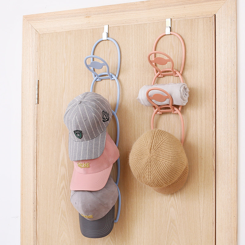 Creative coat rack wall hook door behind nail-free hat hanger bag bag wall hook rack multi-function storage rack