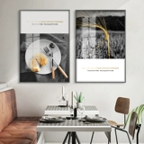 Ресторан Фон Стена Декоративная живопись современная минималистская высокая мода с творческой модной единственной черно -белой индустриальным стилем столовая ужин висящие картины