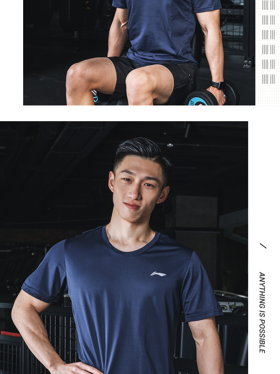 Áo thun thể thao tay ngắn Li Ning nam 2019 hè mới chính thức rộng cổ chính hãng chạy bộ quần áo thể dục - Áo phông thể thao áo tank top