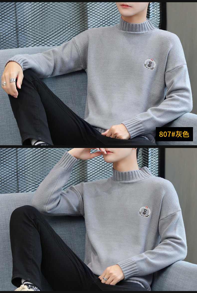 2019 thu đông mới áo len nam dày Hàn Quốc hợp thời trang áo len cao cổ dệt kim chạm đáy áo ngoài quần áo nam - Hàng dệt kim