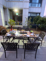 Courtyard Barbecue Table And Chairs Iron Plate Electric Grilled Villa Garden Terrace Casual Barbecue Bar Charcoal Grilled Hot Pot Table And Chairs Combine
