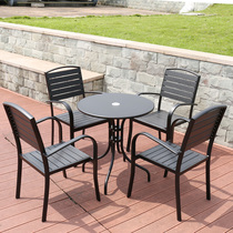 Outdoor balcony outside the swing aluminum round black leisure tea table and chair Commercial street shop outside the swing leisure waterproof chair