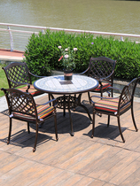 Outdoor cast aluminum table and chair Courtyard garden Wrought iron leisure seat Outdoor dining table and chair Marble table top Terrace dining table