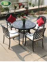 Outdoor cast aluminum table and chair combination Garden courtyard outdoor three-five-piece open-air Wrought iron cast aluminum leisure balcony table and chair