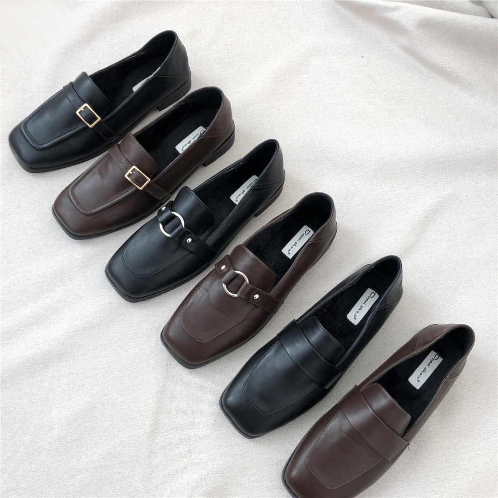 Đẹp trai đẹp trai ~ mùa thu và mùa đông mới cổ điển Anh retro Chelsea Western giày thấp gót thấp giày đơn giày nữ giày sục nữ