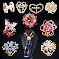 Three-ring silk scarf buckle corner knot simple temperament brooch Corsage scarf high-end dual-use accessories womens luxury pin