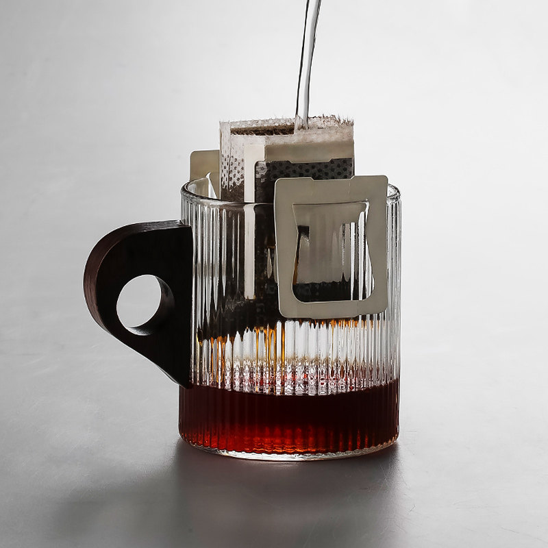 Hanging ear coffee cup European style in wind small luxury English afternoon tea cup glass light luxury cup 200ml