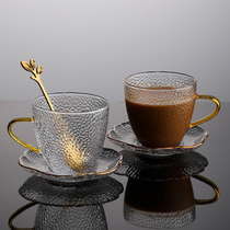 Glass coffee cup set small exquisite spoon with tray spoon heat-resistant teacup 150ml small espresso cup