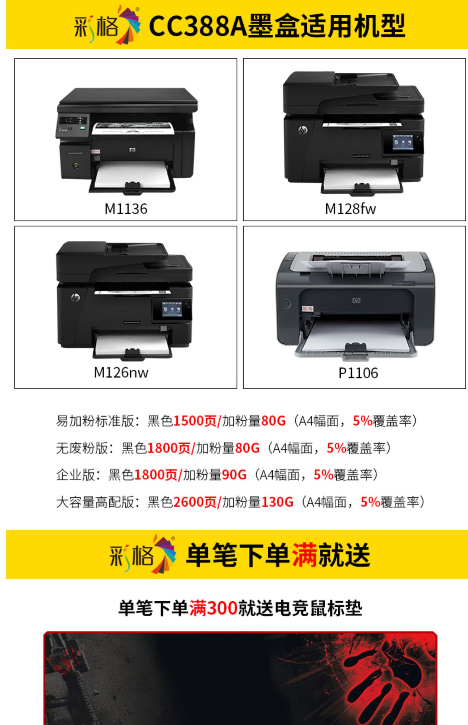 Lưới màu cho hộp mực HP m1136 88a CC388A HP1108 p1106 1007 p1008 388a m1213nf 1216nfh m126a / nw 1136 - Hộp mực