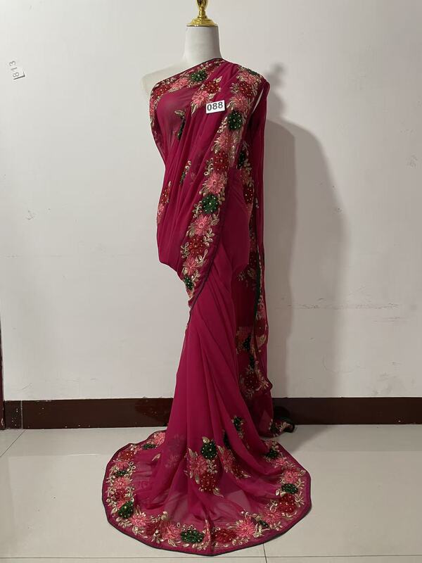 Brand New Indian 6m Sarees with Unique City-Style Designs for Travel Photography, Sun Protection, Dance, Parties, Bridesmaid Groups, and as Formal Dresses