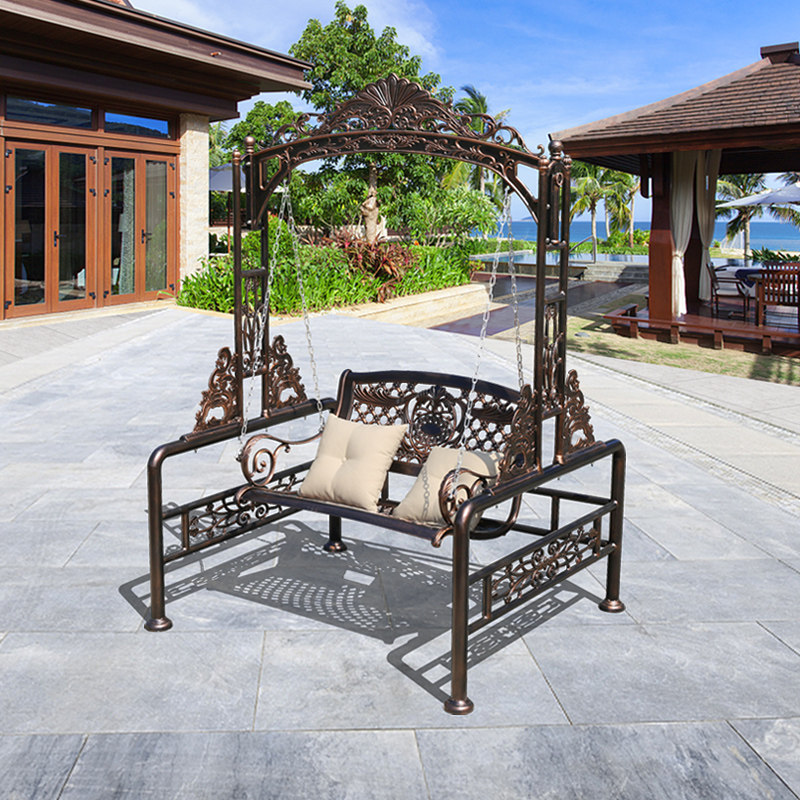 Cast Aluminum swing Villa Garden garden Double Cradle Chair outdoor waterproof sunscreen Flowers Courtyard Home swing Rocking Chair