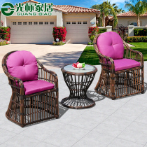 Rattan chair Three sets Balcony Table And Chairs Combination Brief Casual Net Red Terrace Outdoor Table And Chairs Courtyard One Table Two Chairs