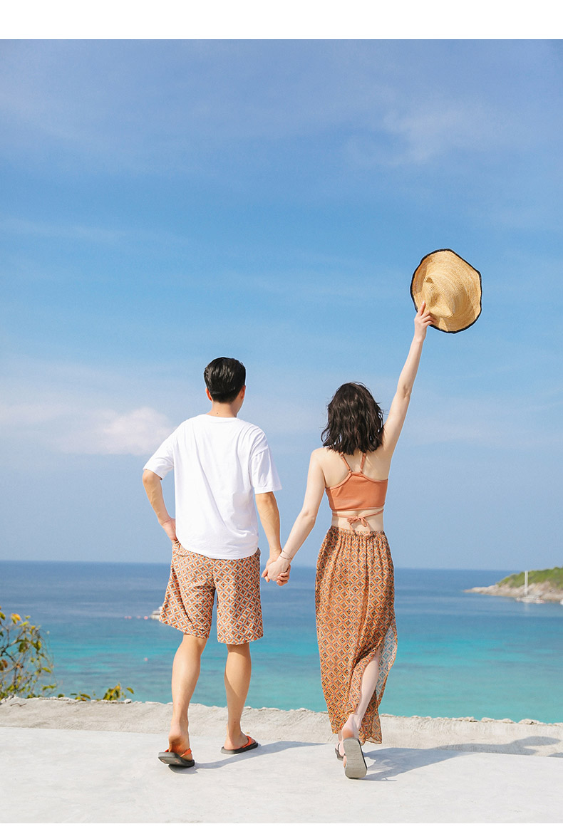 Cặp đôi đồ bơi nữ chia ba mảnh phẳng góc bảo thủ Hàn Quốc nhỏ nước hoa gợi cảm váy dài thon gọn áo tắm đồ đôi đi biển nam nữ